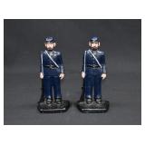 Painted Cast Iron Civil War Union Soldier Bookends