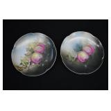 2 1893 J & C Louise Hand Painted Peach Plates