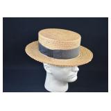 1920's JC Penney Men's Straw Boater Skimmer Hat