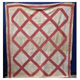 72' x 88'Antique RED CHAINS PATCHWORK Summer Quilt