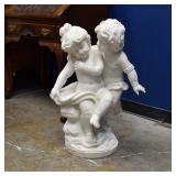 Plaster Auguste Moreau Styled TWO CHERUBS Statue