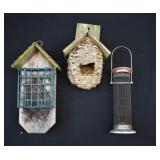3 Vintage Bird Feeder & Grass Nesting Pockets