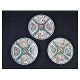 3 Chinese Export ROSE MEDALLION Dinner Plates