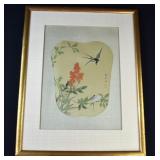 Japanese Watercolor on Silk Framed