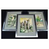3 Framed Italian Water Color Paintings