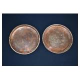 2 Arts & Crafts Hammered Solid Copper Plates