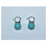 Pair Sterling Silver & 12mm Turquoise Earrings