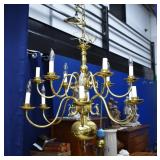 Vintage Williamsburg Multi-Tier Brass Chandelier