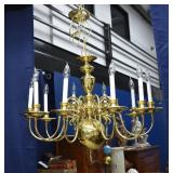 Vintage Flemish or Dutch Polished Brass Chandelier