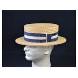 1940's Adam Royal Quality Straw Boater Skimmer Hat