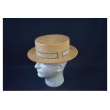 1920's BOBBY LEE Boy's Straw Boater Skimmer Hat