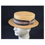 1920's KNOX Men's Straw Boater Skimmer Hat