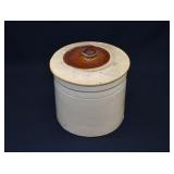 Antique Salt Glazed Stoneware Crock with Lid