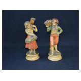 Pair Borghese Chalkware Peasant Figurines