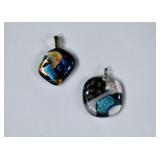 2 Handcrafted Dichroic Glass Pendants