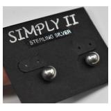 Pair Sterling Silver 8mm Ball Stud Earrings