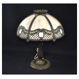 Edward Miller Art & Crafts Slag Glass Table Lamp