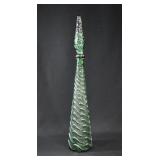 MCM Italian Empoli Green WAVE Glass Genie Decanter