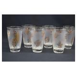 6 MCM Libbey Glass GOLDEN FOLIAGE Tumblers