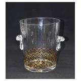 MCM 22kt Gold Fretwork Wrapped Glass Ice Bucket
