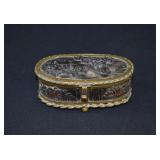 French Napoleon III Bronze & Wood Jewelry Casket