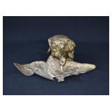 19th Century Cast Bronze Hunting Dog Inkwell