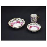 2 Bavarian MELROSE Finger Bowls & Royal Chintz Cup