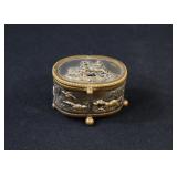 French Brass Pheasant Hunt Jewelry Casket