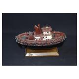 Vintage Wooden Tugboat Model