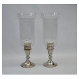 Pair Towle Weighted Sterling Silver Hurricane Lamp