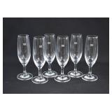 6 US Airways USAir Branded Glass Champagne Flutes