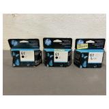 3 HP 61 Black Noir Ink Cartridges