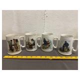 4 Norman Rockwell Ceramic Mugs