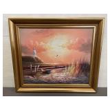 Framed Oil On Canvas Signed  29.25'x25.25ï¿½