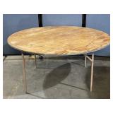 Wood Top Round Table W/Metal Base 60'x28.5ï¿½