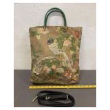 Vintage Canvas Floral Tote Bag W/Shoulder Strap
