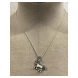 Sterling Necklace W/Unicorn Pendant Length 18'