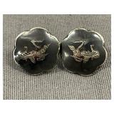 Vintage Screw Back Siam Niello Earrings