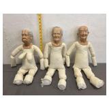3 Incomplete William Wallace Jr. Porcelain Dolls