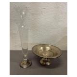 Sterling Weighted Vase & Bowl