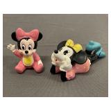 2 Vintage Ceramic Minnie Mouse Figures