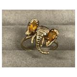 10K Gold Elephant Ring W/Orange Stone Accents