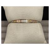 Sterling Tri-Color Bracelet Length 7'