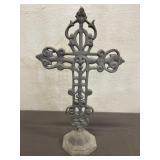 Vintage Decorative Cast Iron Cross Statue 17'