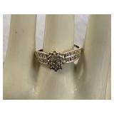 10K Gold Diamond Ring Size 10, Weight 3 Grams