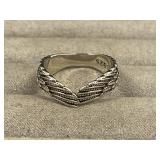 Sterling Angel Wing Ring Size Adjustable