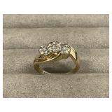 10K Gold Ring W/Diamonds Size 7 Weight 3.6 Grams