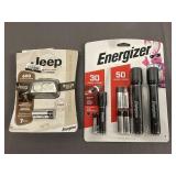 Energizer Flashlight Set & Jeep Headlamp NWT