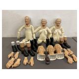 3 William Wallace Jr. Porcelain Dolls & Misc. PCs