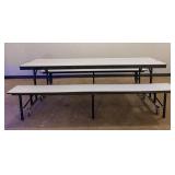 2 Convertible Bench Cafeteria Tables